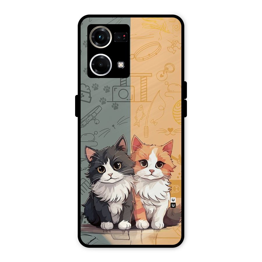 Cute Lovely Cats Metal Back Case for Oppo F21 Pro 4G