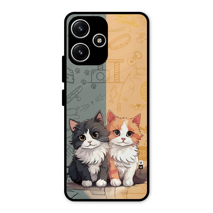 Cute Lovely Cats Metal Back Case for Poco M6 Pro