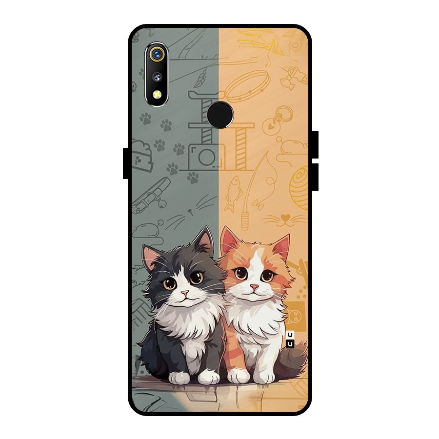 Cute Lovely Cats Metal Back Case for Realme 3