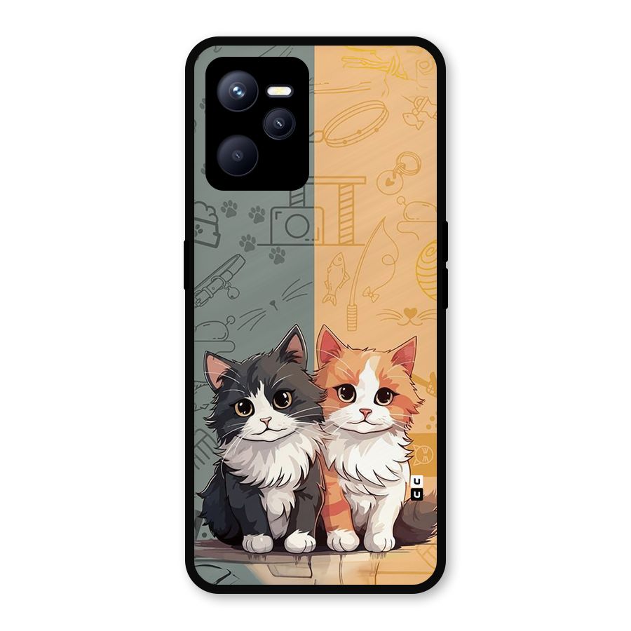 Cute Lovely Cats Metal Back Case for Realme C35