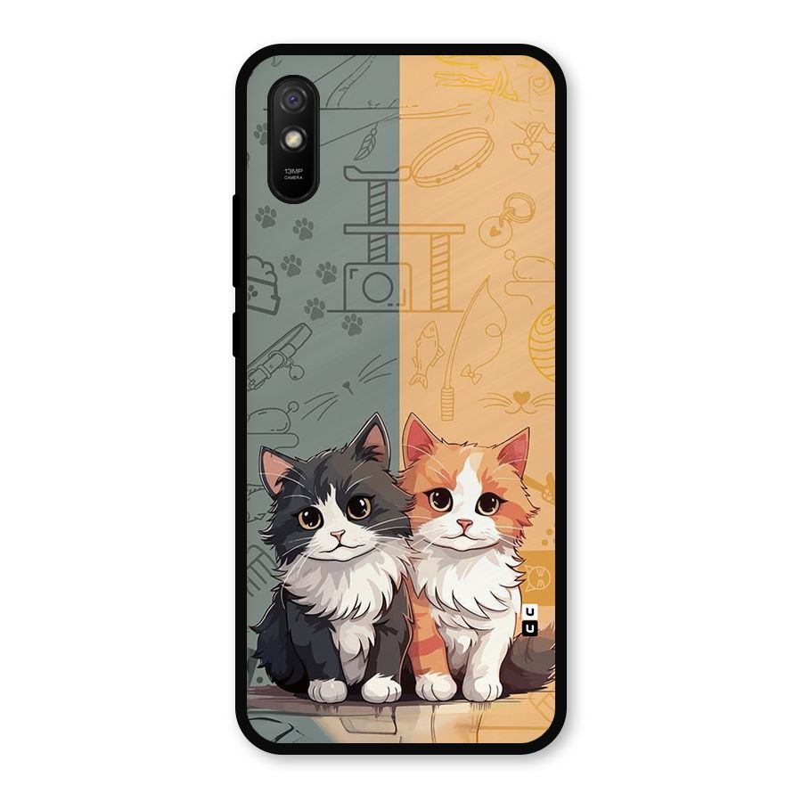 Cute Lovely Cats Metal Back Case for Redmi 9a