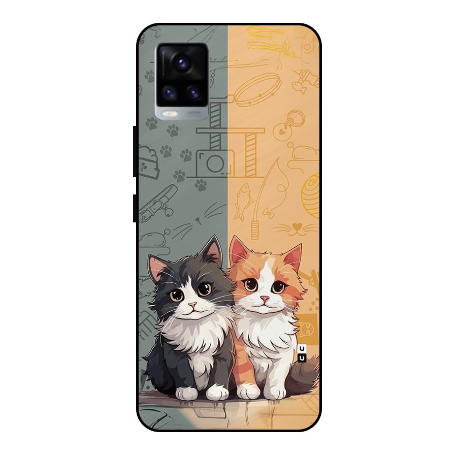 Cute Lovely Cats Metal Back Case for Vivo V20 2021
