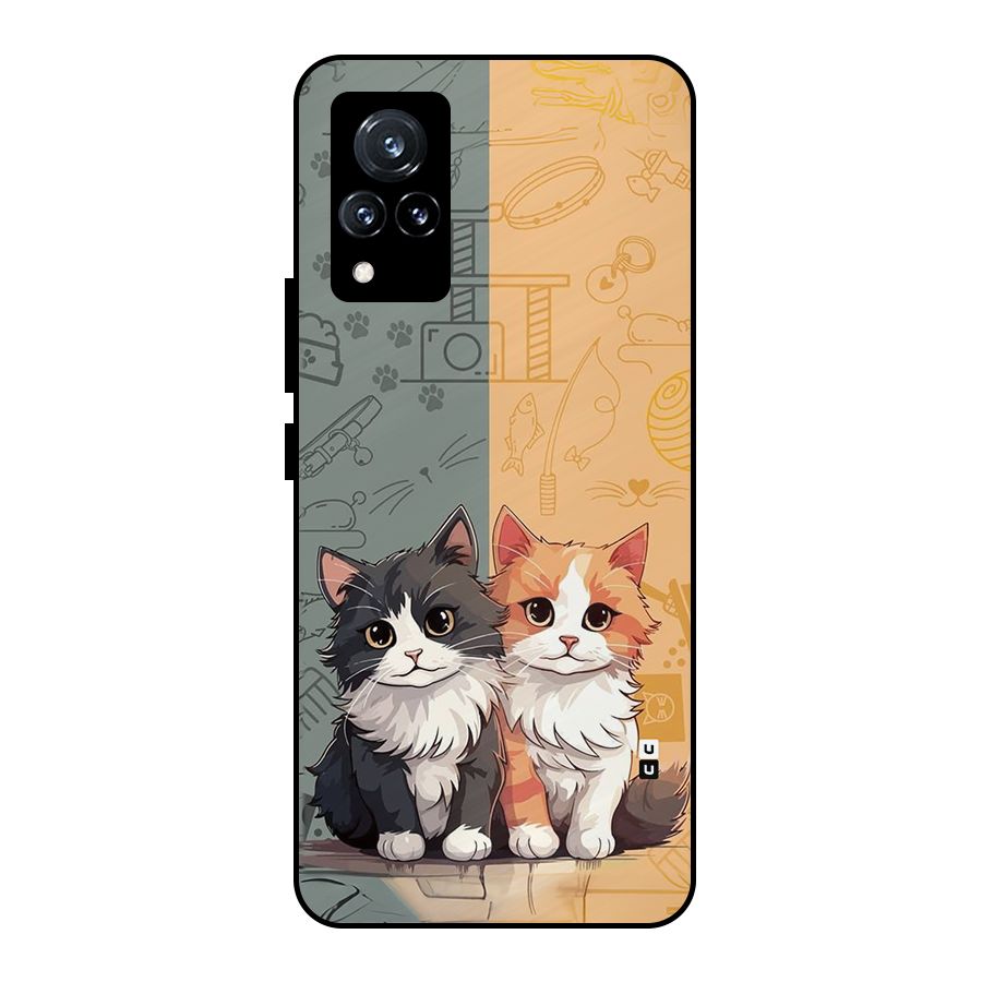 Cute Lovely Cats Metal Back Case for Vivo V21 5G