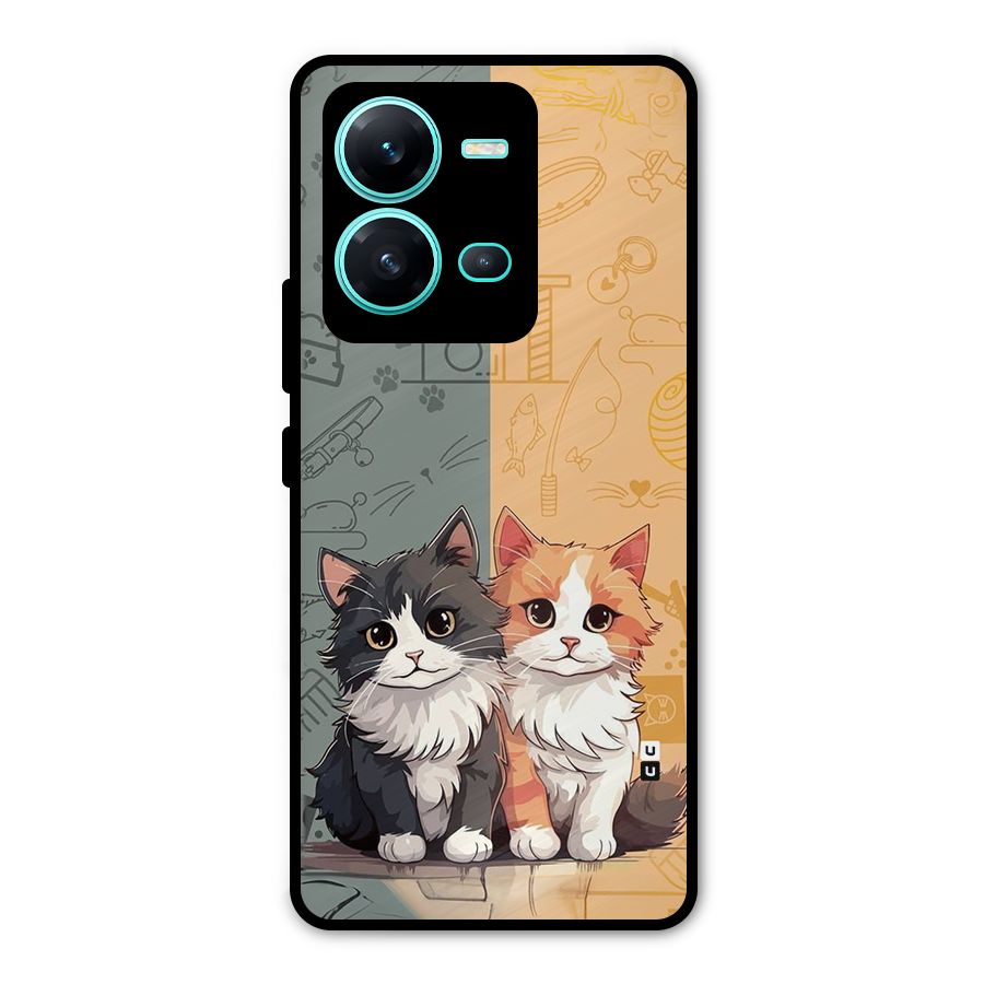 Cute Lovely Cats Metal Back Case for Vivo V25