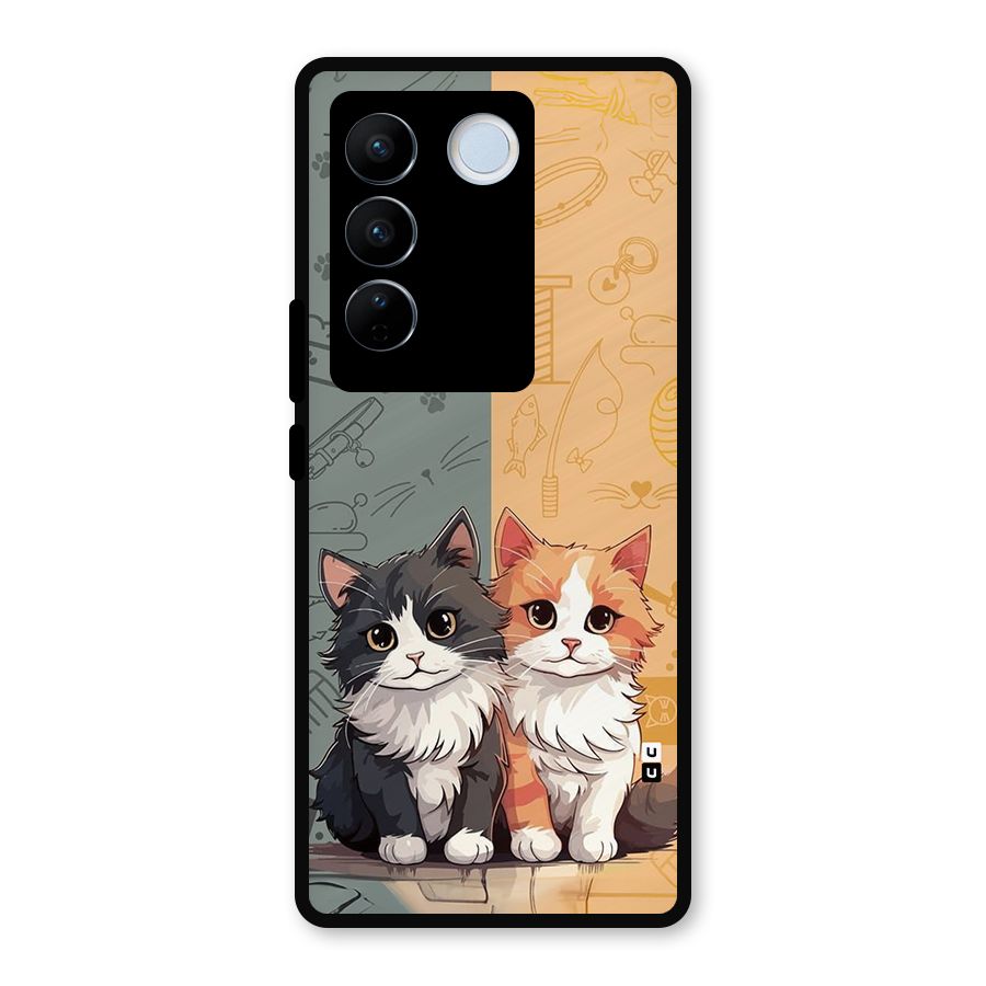 Cute Lovely Cats Metal Back Case for Vivo V27