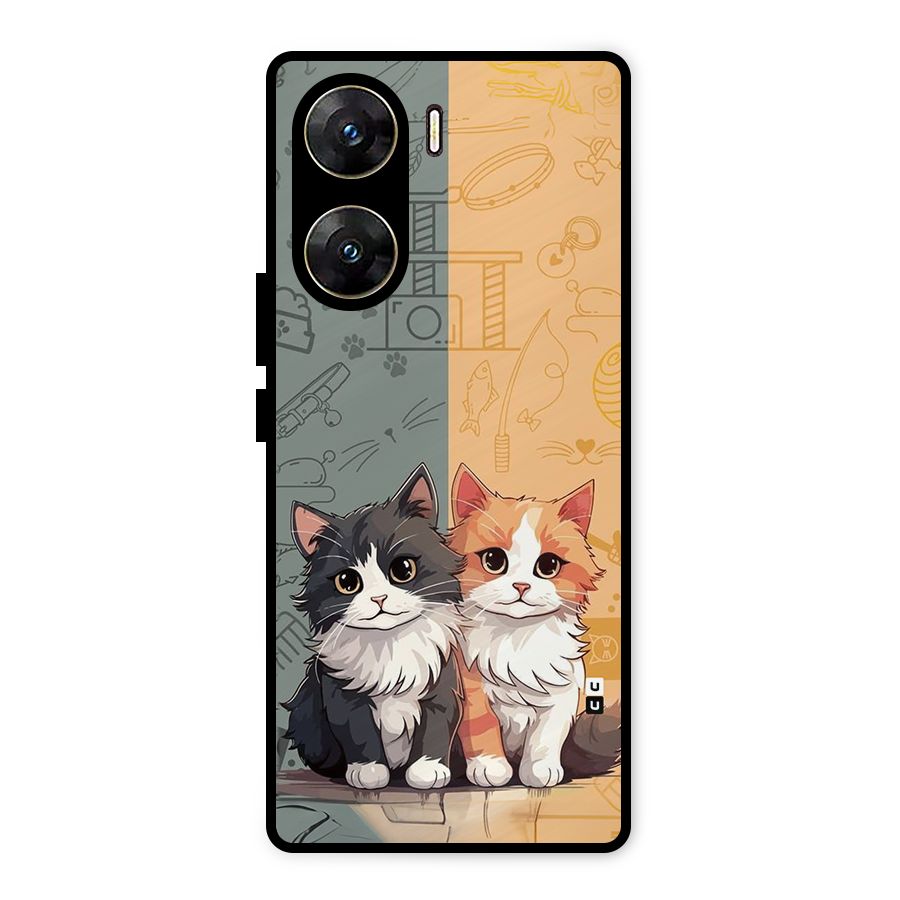 Cute Lovely Cats Metal Back Case for Vivo V29e