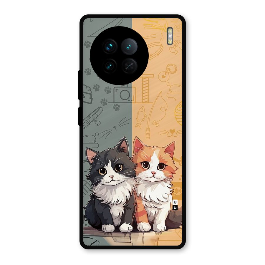 Cute Lovely Cats Metal Back Case for Vivo X90