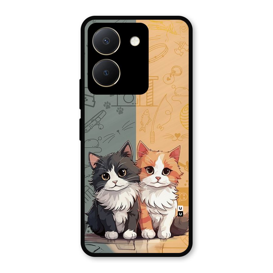 Cute Lovely Cats Metal Back Case for Vivo Y36