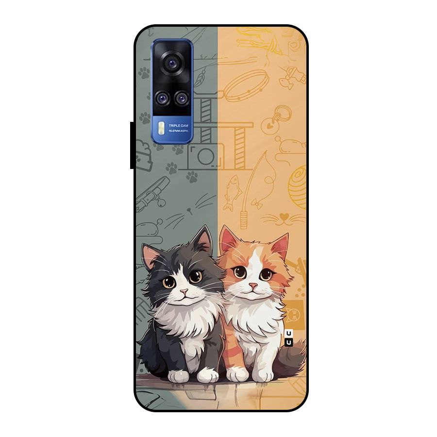 Cute Lovely Cats Metal Back Case for Vivo Y51