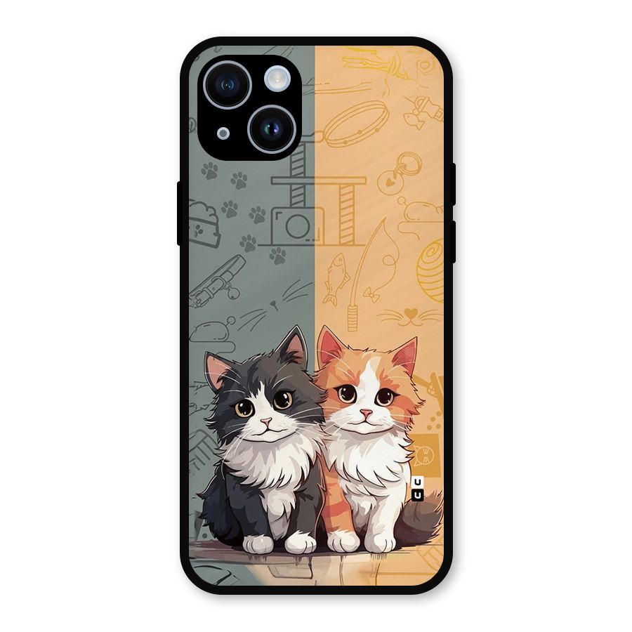 Cute Lovely Cats Metal Back Case for iPhone 14