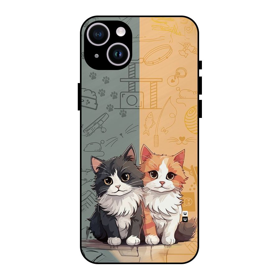 Cute Lovely Cats Metal Back Case for iPhone 14 Plus