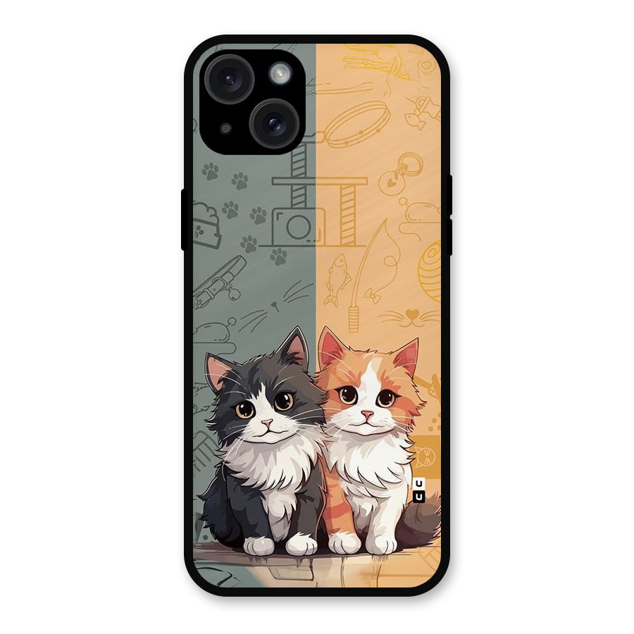 Cute Lovely Cats Metal Back Case for iPhone 15 Plus