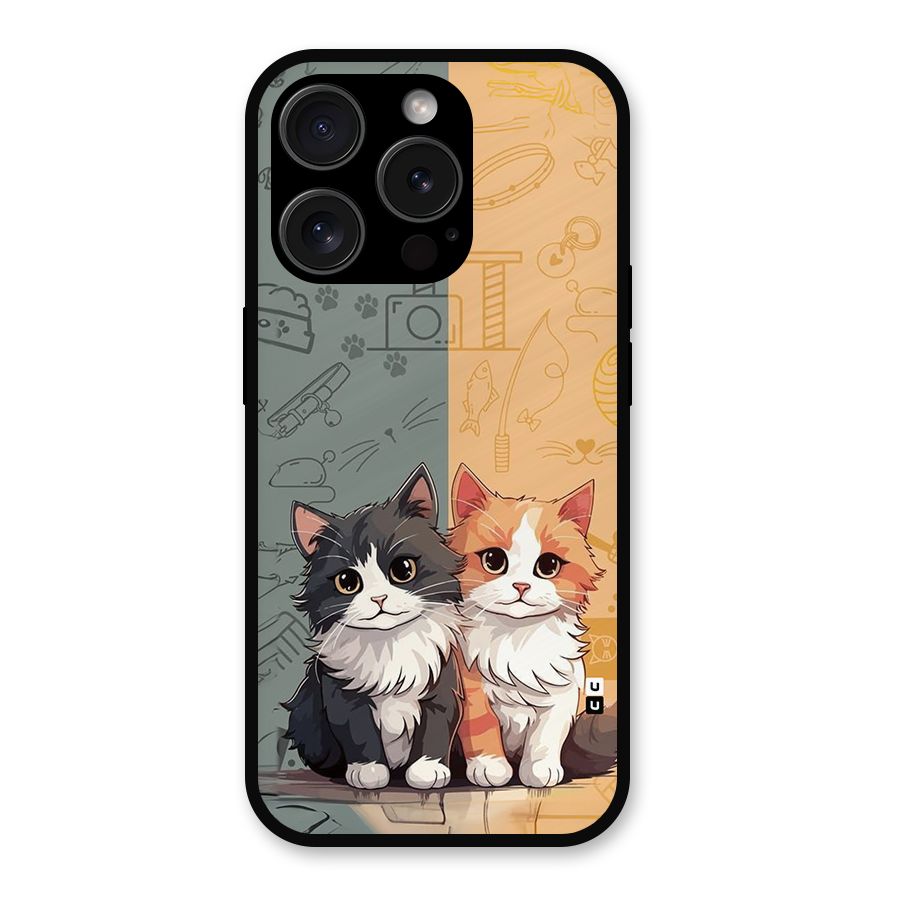 Cute Lovely Cats Metal Back Case for iPhone 15 Pro