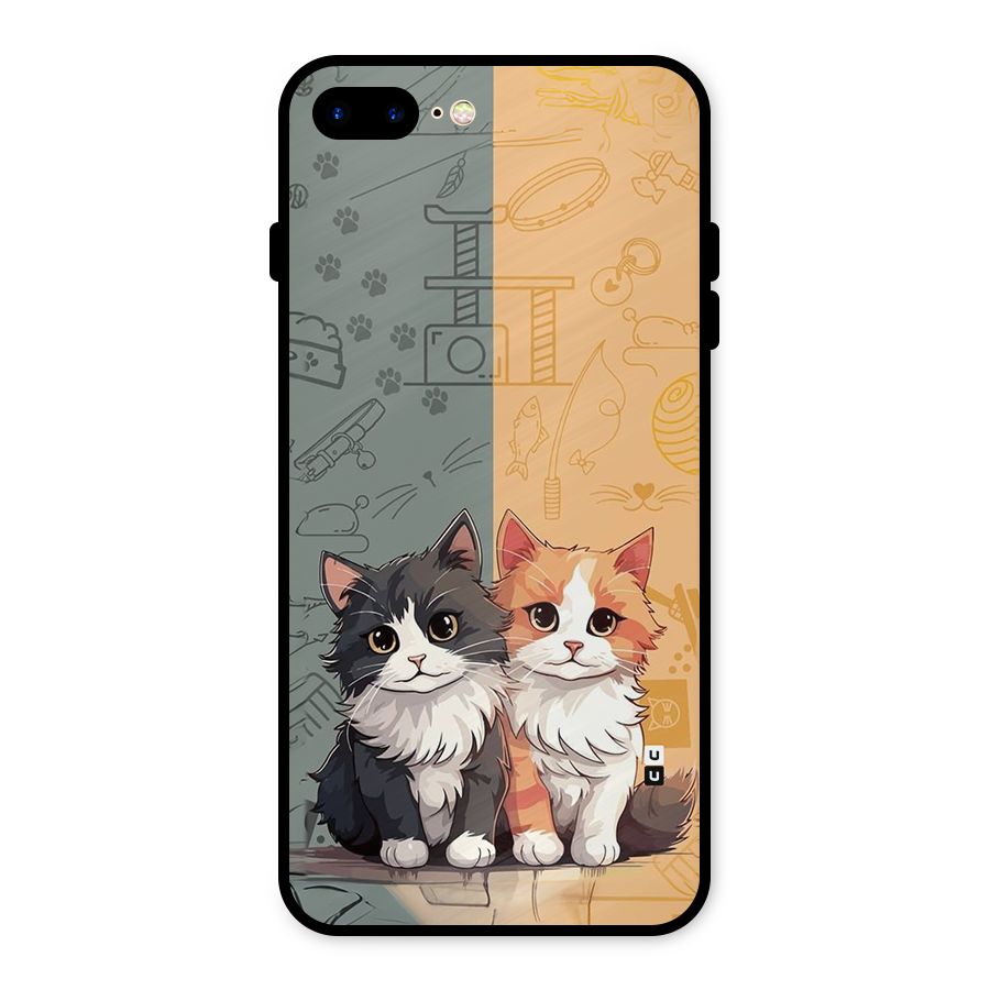 Cute Lovely Cats Metal Back Case for iPhone 7 Plus
