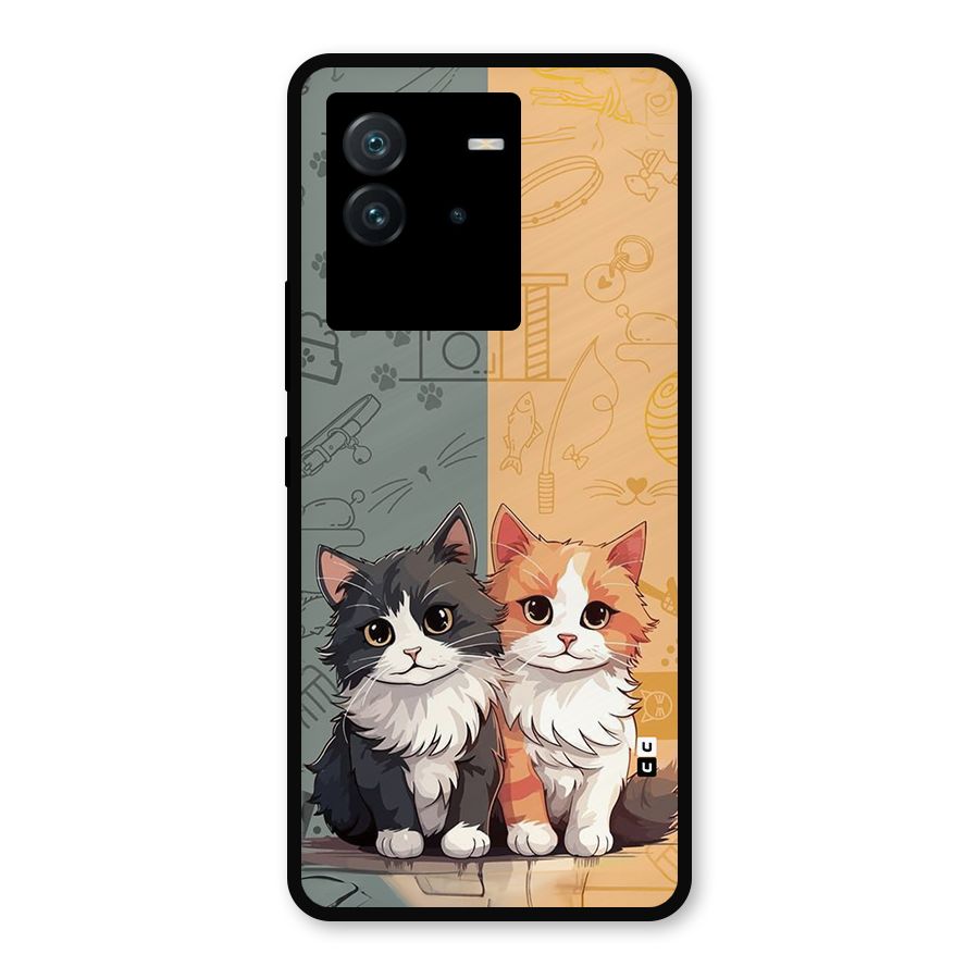 Cute Lovely Cats Metal Back Case for iQOO Neo 6 5G