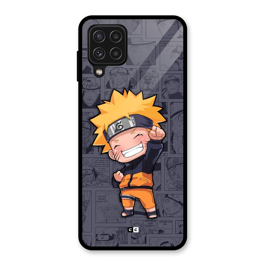 Cute Naruto Uzumaki Glass Back Case for Galaxy A22 4G