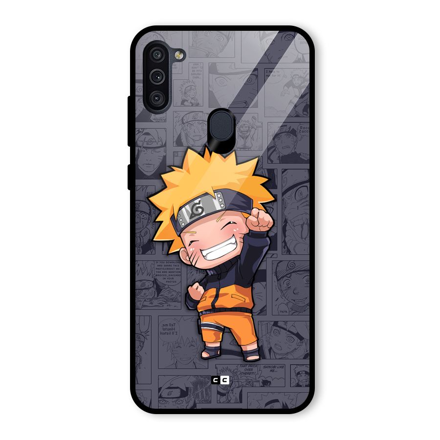 Cute Naruto Uzumaki Glass Back Case for Galaxy M11