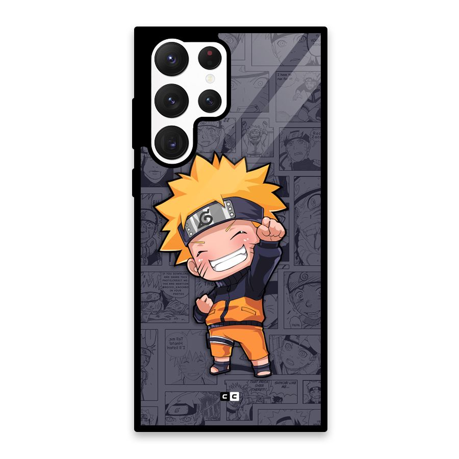 Cute Naruto Uzumaki Glass Back Case for Galaxy S22 Ultra 5G