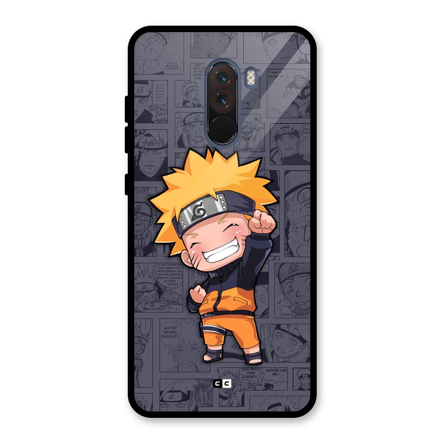 Cute Naruto Uzumaki Glass Back Case for Poco F1
