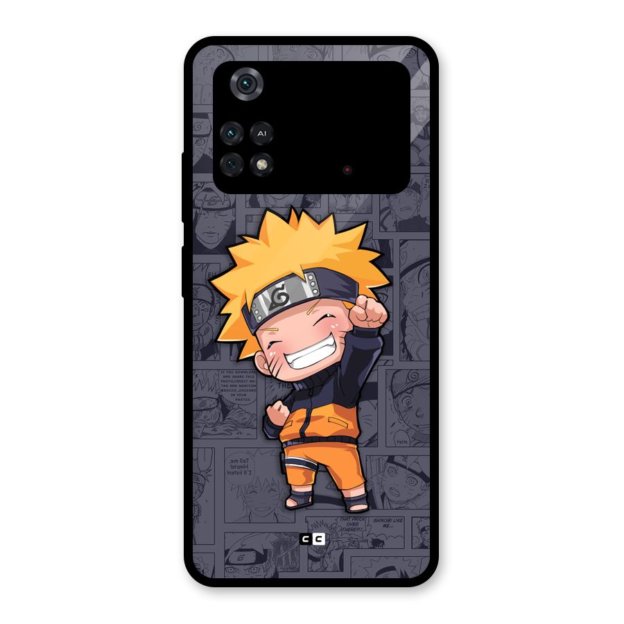 Cute Naruto Uzumaki Glass Back Case for Poco M4 Pro 4G