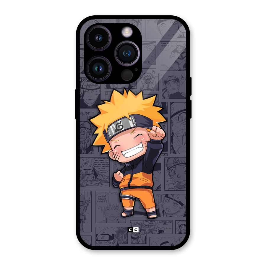 Cute Naruto Uzumaki Glass Back Case for iPhone 14 Pro