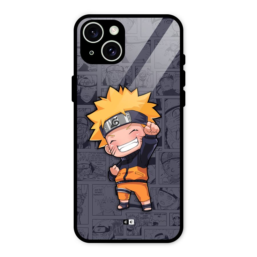 Cute Naruto Uzumaki Glass Back Case for iPhone 15 Plus