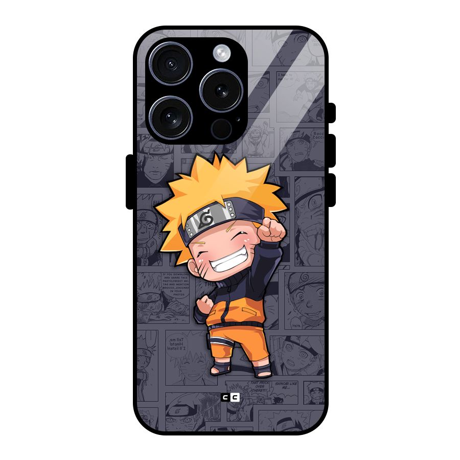 Cute Naruto Uzumaki Glass Back Case for iPhone 15 Pro