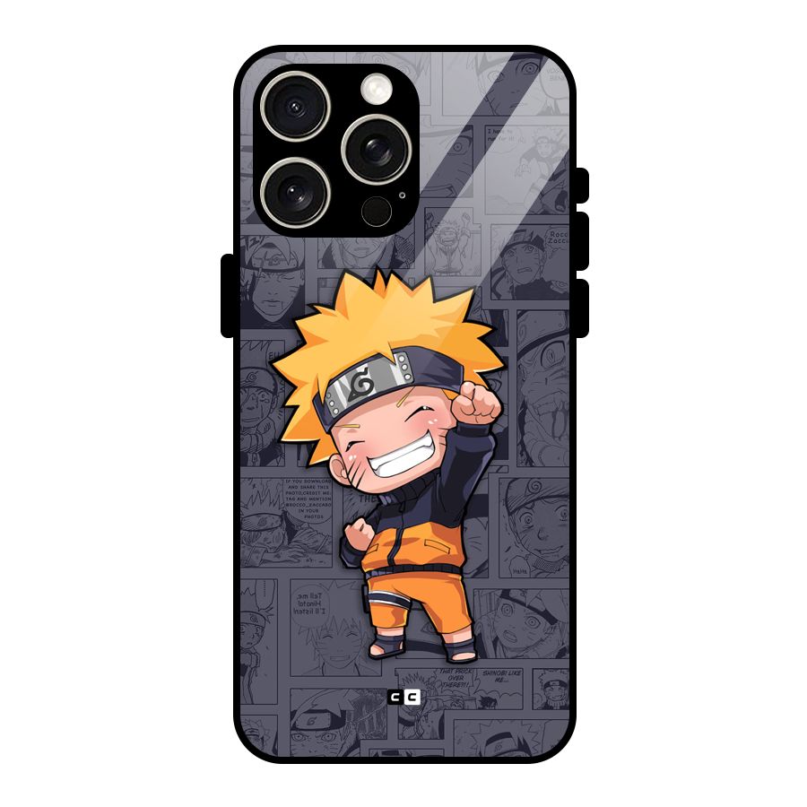 Cute Naruto Uzumaki Glass Back Case for iPhone 15 Pro Max