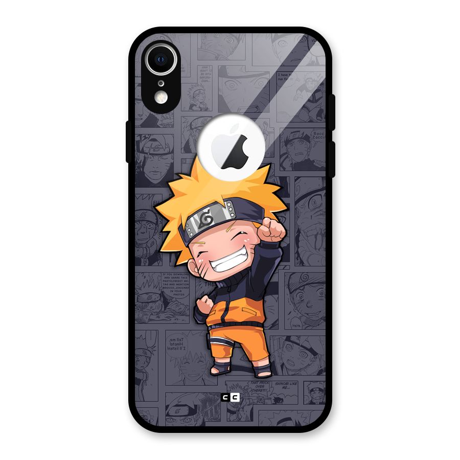 Cute Naruto Uzumaki Glass Back Case for iPhone XR Logo Cut