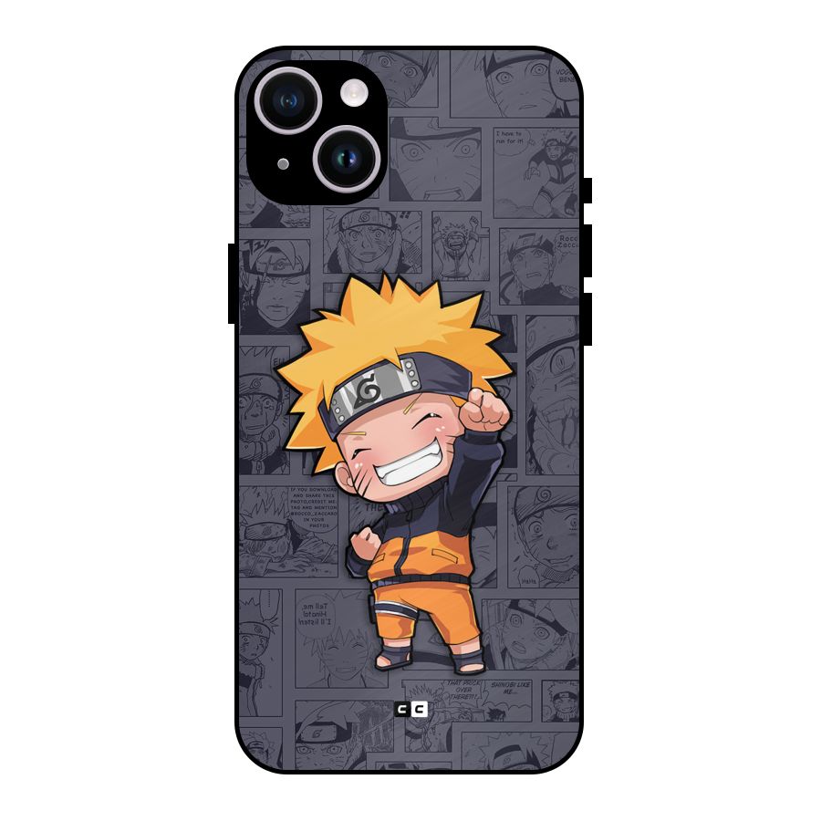 Cute Naruto Uzumaki Metal Back Case for iPhone 14 Plus