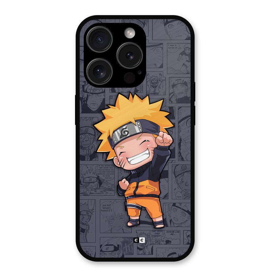 Cute Naruto Uzumaki Metal Back Case for iPhone 15 Pro