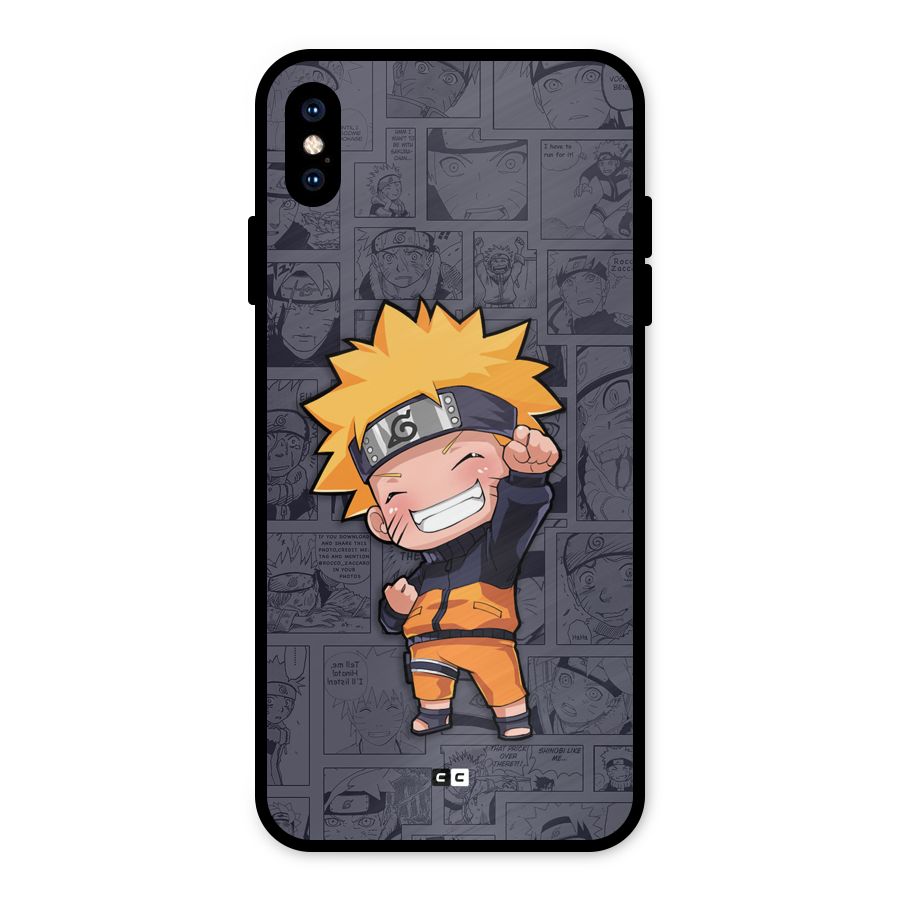 Cute Naruto Uzumaki Metal Back Case for iPhone XS Max