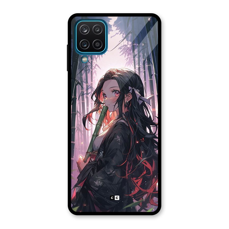 Cute Nezuko Glass Back Case for Galaxy A12