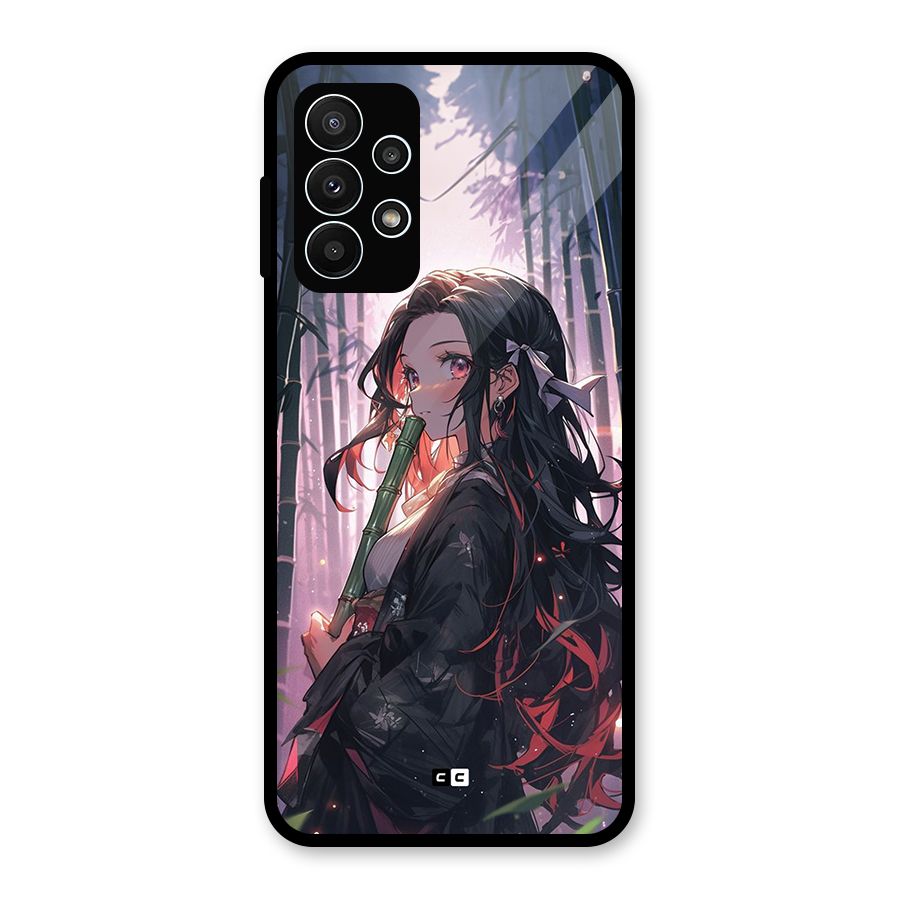 Cute Nezuko Glass Back Case for Galaxy A23