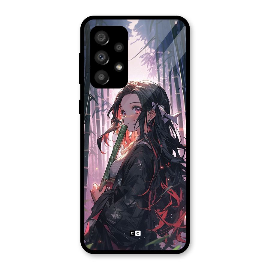 Cute Nezuko Glass Back Case for Galaxy A32