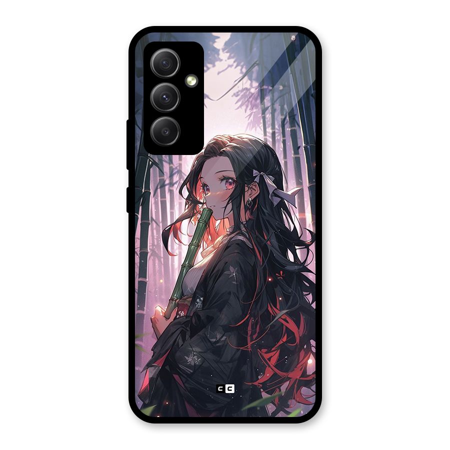 Cute Nezuko Glass Back Case for Galaxy A34