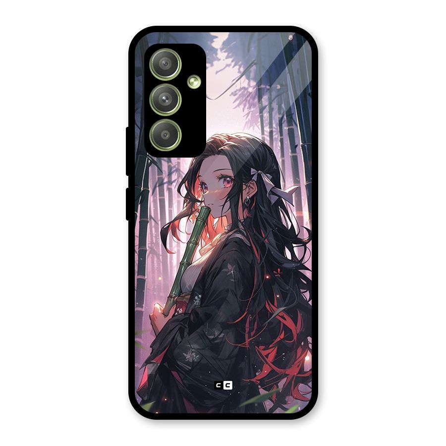 Cute Nezuko Glass Back Case for Galaxy A54