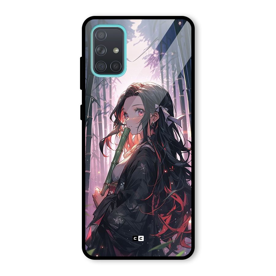 Cute Nezuko Glass Back Case for Galaxy A71
