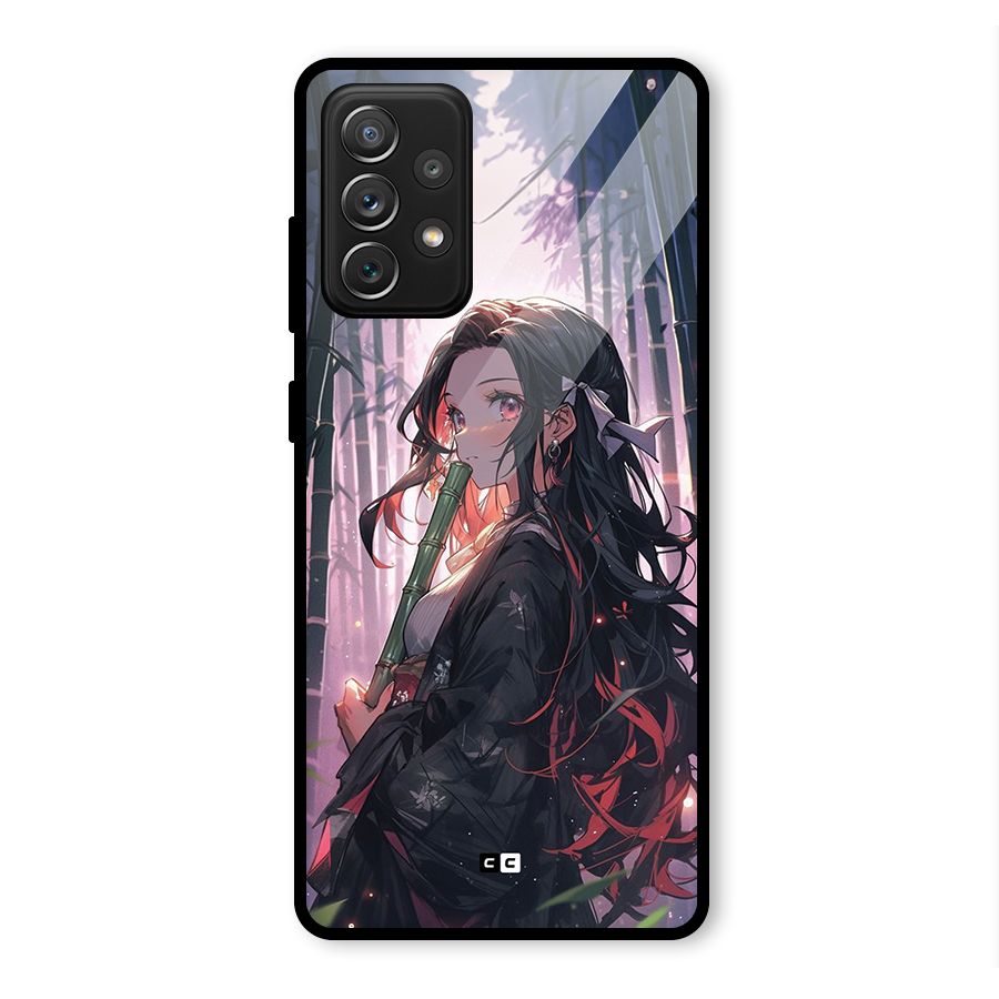 Cute Nezuko Glass Back Case for Galaxy A72