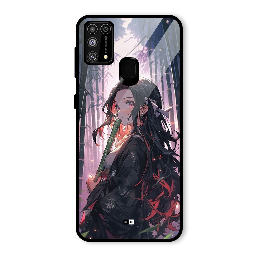 Cute Nezuko Glass Back Case for Galaxy F41