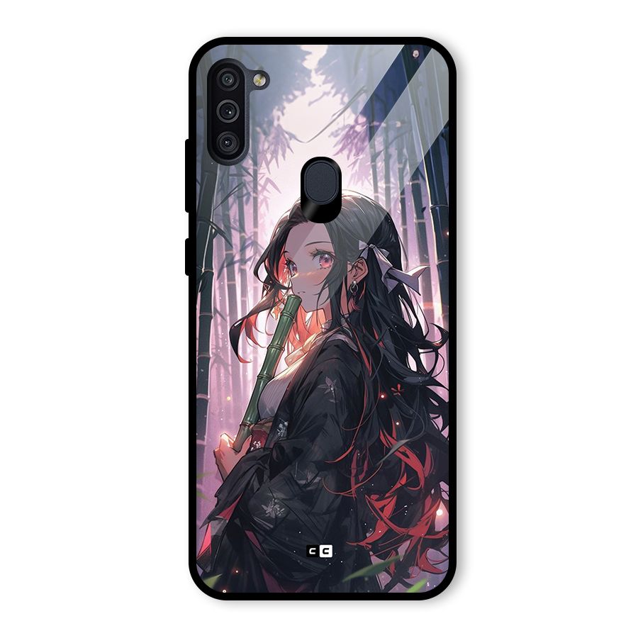 Cute Nezuko Glass Back Case for Galaxy M11