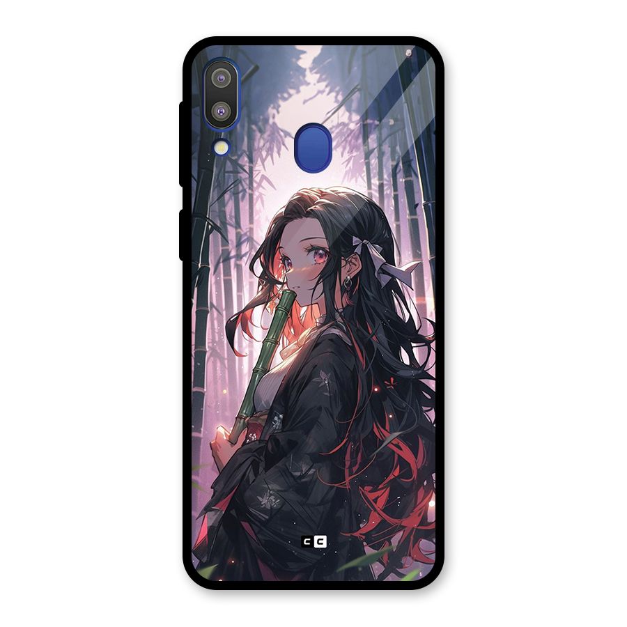 Cute Nezuko Glass Back Case for Galaxy M20