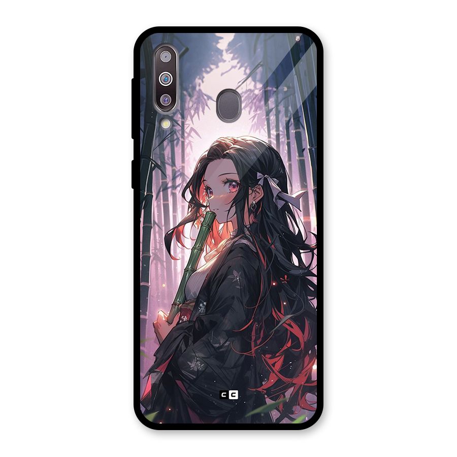 Cute Nezuko Glass Back Case for Galaxy M30