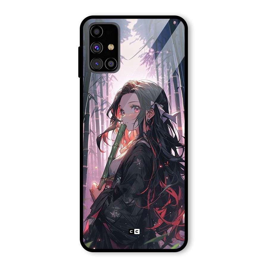 Cute Nezuko Glass Back Case for Galaxy M31s