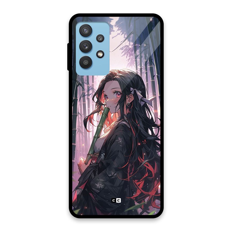 Cute Nezuko Glass Back Case for Galaxy M32 5G