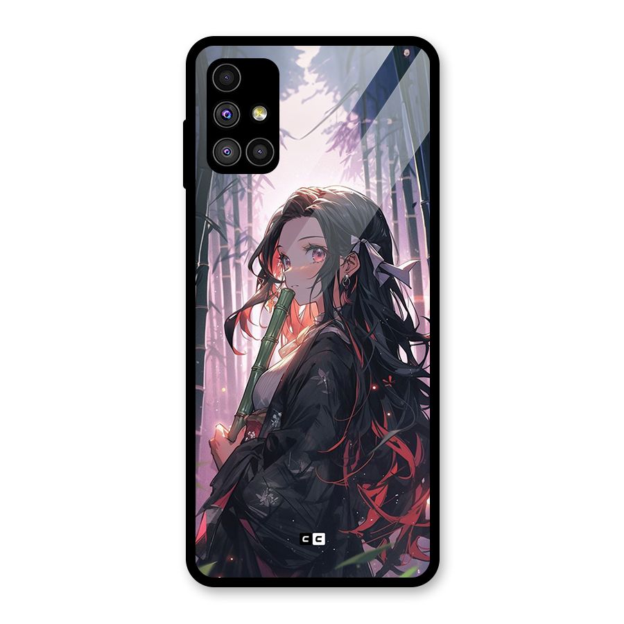 Cute Nezuko Glass Back Case for Galaxy M51