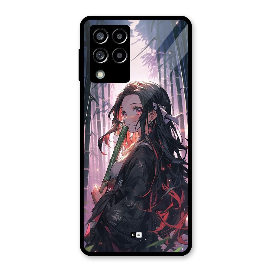 Cute Nezuko Glass Back Case for Galaxy M53 5G
