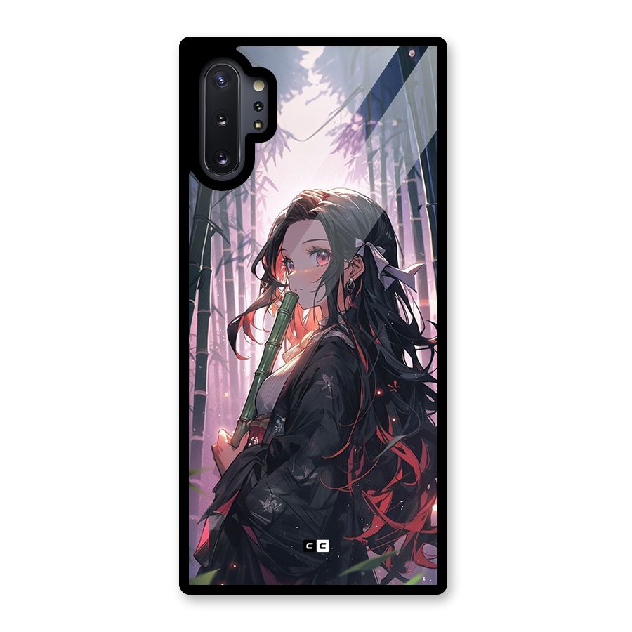 Cute Nezuko Glass Back Case for Galaxy Note 10 Plus