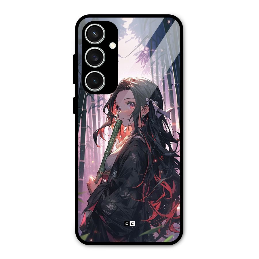 Cute Nezuko Glass Back Case for Galaxy S23 FE
