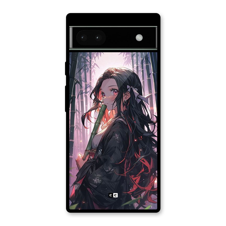 Cute Nezuko Glass Back Case for Google Pixel 6a